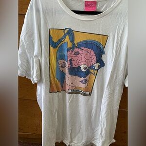 White Graphic T-Shirt with Comic Print